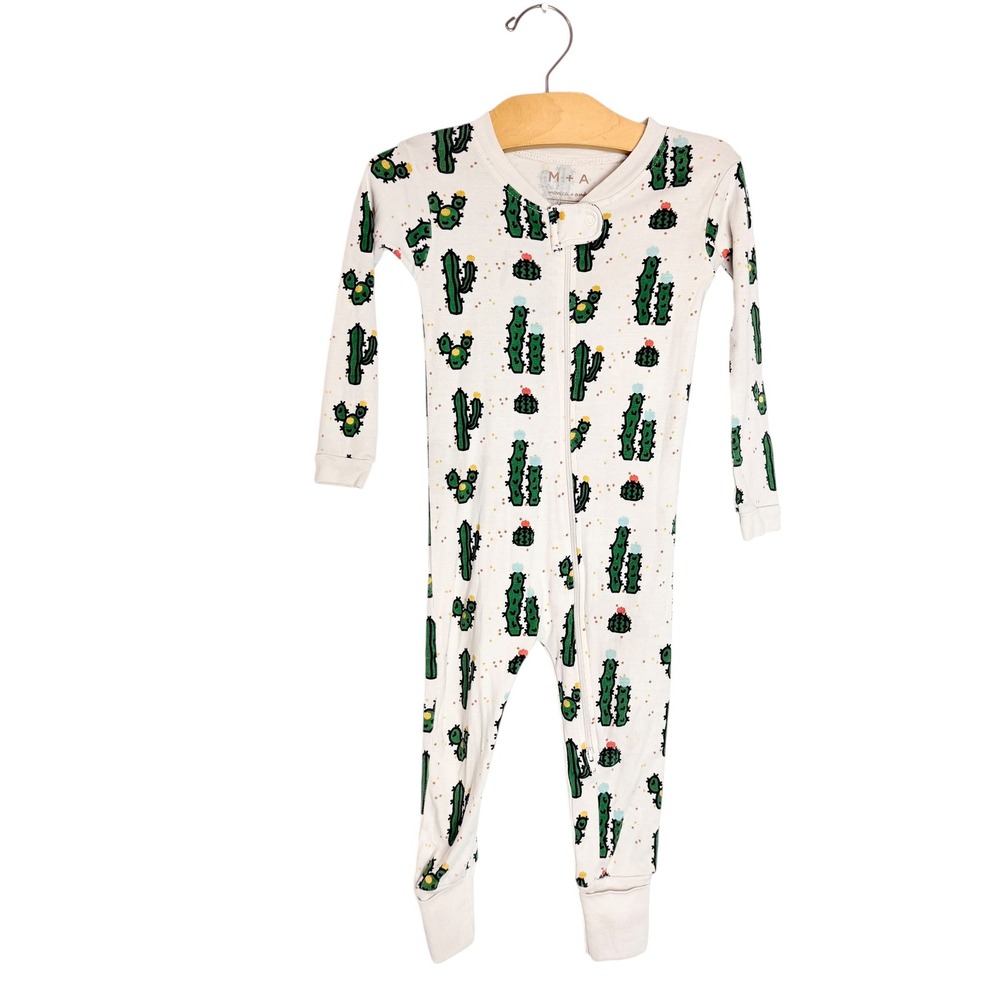 Monica + Andy Cactus Print Organic Cotton Zip Up Sleeper